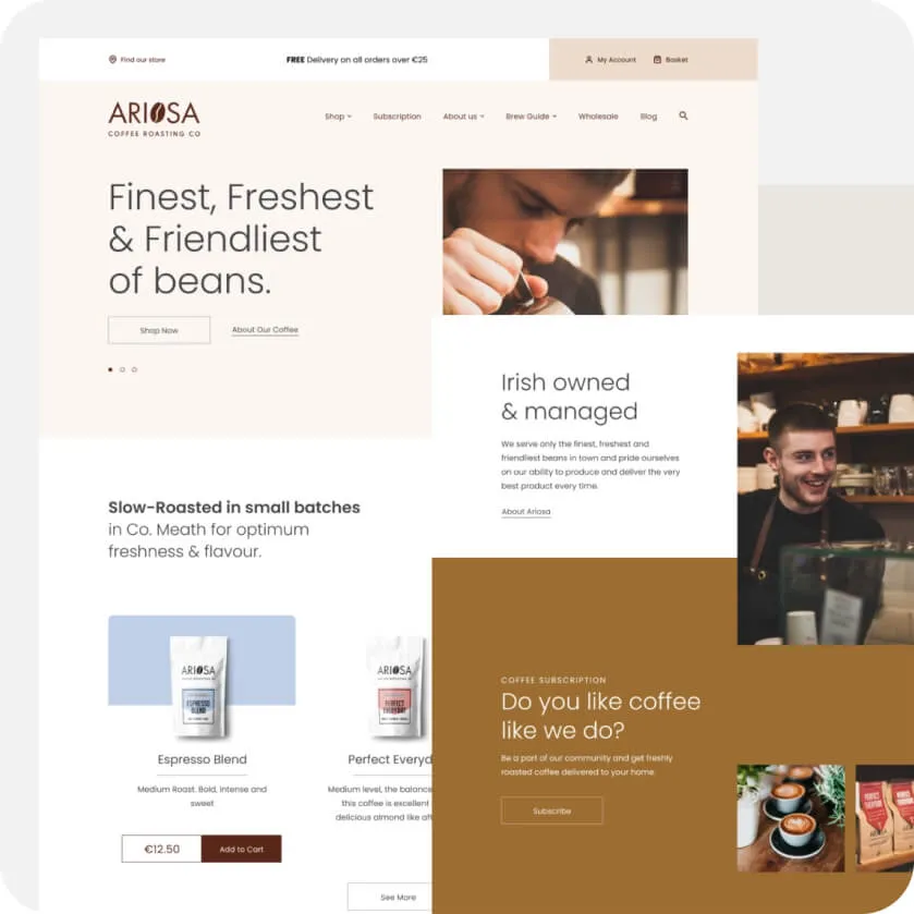 screenshot for a coffee shop